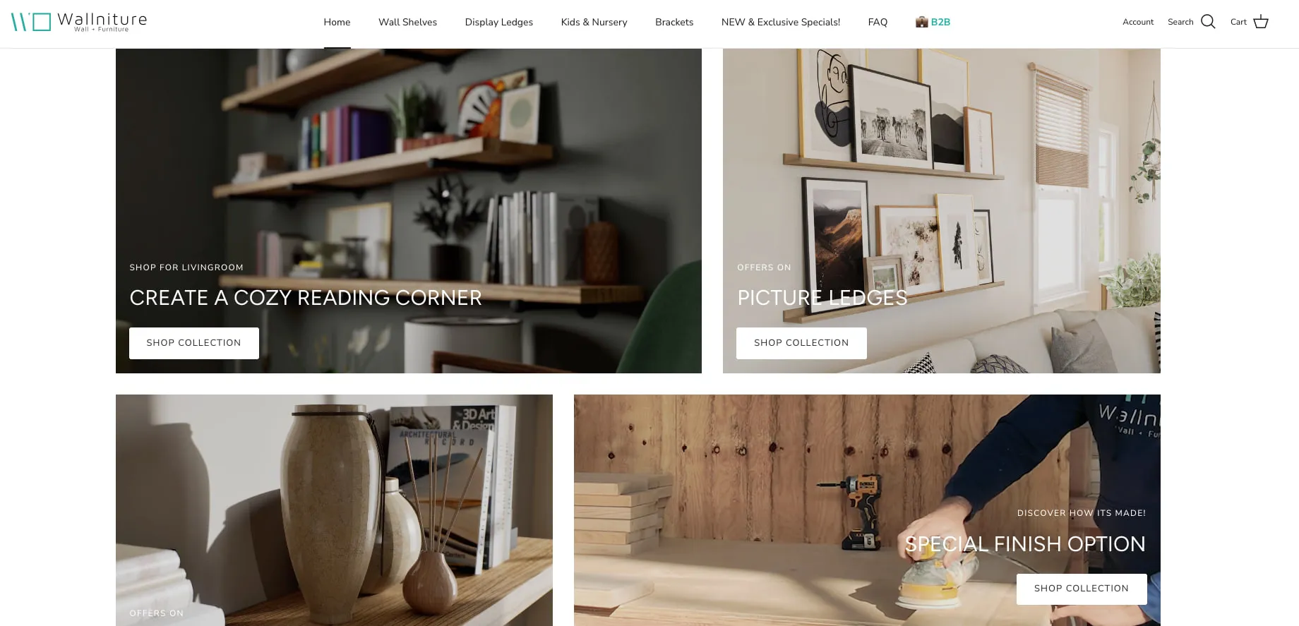 Wallniture Retail Store. The brand’s direct-to-consumer Shopify store, live since 2020 and grown with the catalogue ever since.